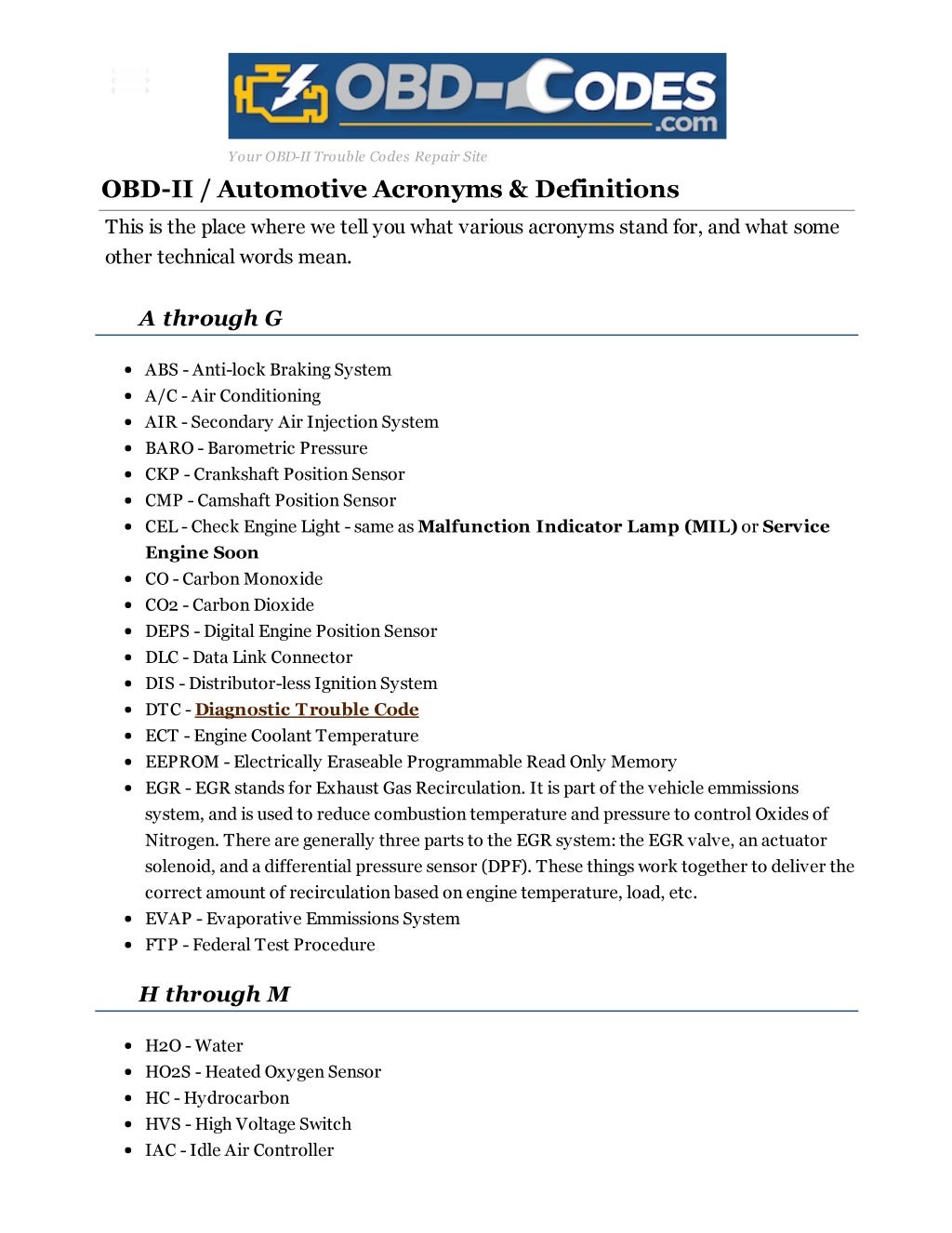 Automotive acronyms