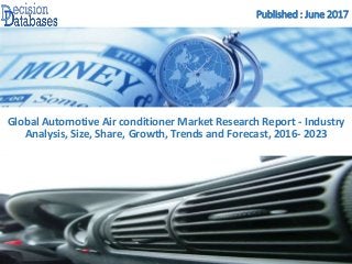 Published : June 2017
Global Automotive Air conditioner Market Research Report - Industry
Analysis, Size, Share, Growth, Trends and Forecast, 2016- 2023
 