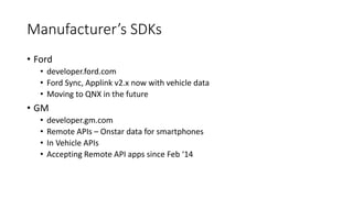 o Replaces Dashboard
o Approx 30 Manufacturers. 100 plus models
o http://www.android.com/auto/
o Audio API
o Messaging API
o Locked down UI
RIIS LLC
Smartphone Apps
Android Auto
 