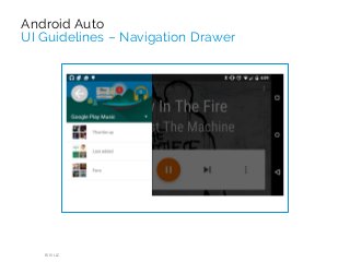 RIIS LLC
Android Auto
UI Guidelines – Navigation Drawer
 