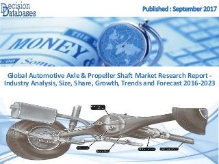 Published : September 2017
Global Automotive Axle & Propeller Shaft Market Research Report -
Industry Analysis, Size, Share, Growth, Trends and Forecast 2016-2023
 