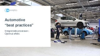 Automotive
“best practices”
Integrerede processer.
Optimal effekt.
 