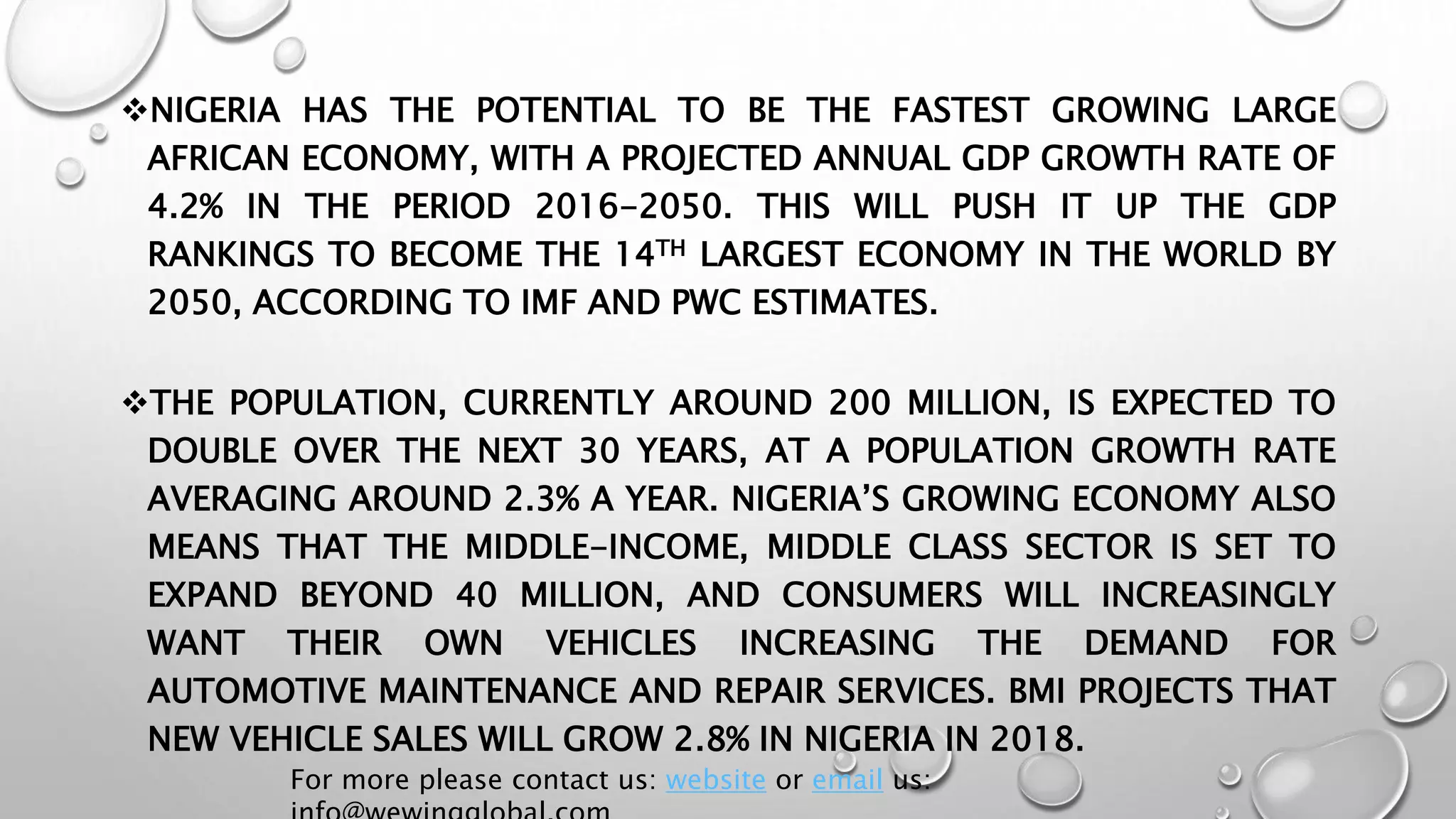 SPARE PARTS BUSINESS INVESTMENT OPPORTUNITIES IN NIGERIA PPT