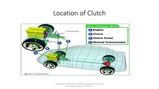 Location of Clutch
Department of Mechanical Engineering Quantum School of
Technology Roorkee - 247667(U.K.)
 