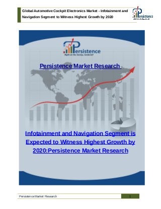 Global Automotive Cockpit Electronics Market - Infotainment and
Navigation Segment to Witness Highest Growth by 2020
Persistence Market Research
Infotainment and Navigation Segment is
Expected to Witness Highest Growth by
2020:Persistence Market Research
Persistence Market Research 1
 