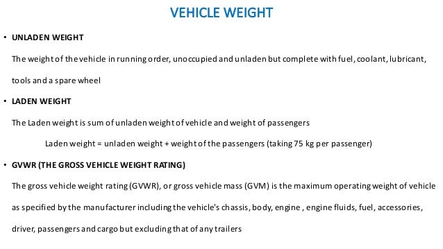 Unladen Unladen Weight Of Vehicle
