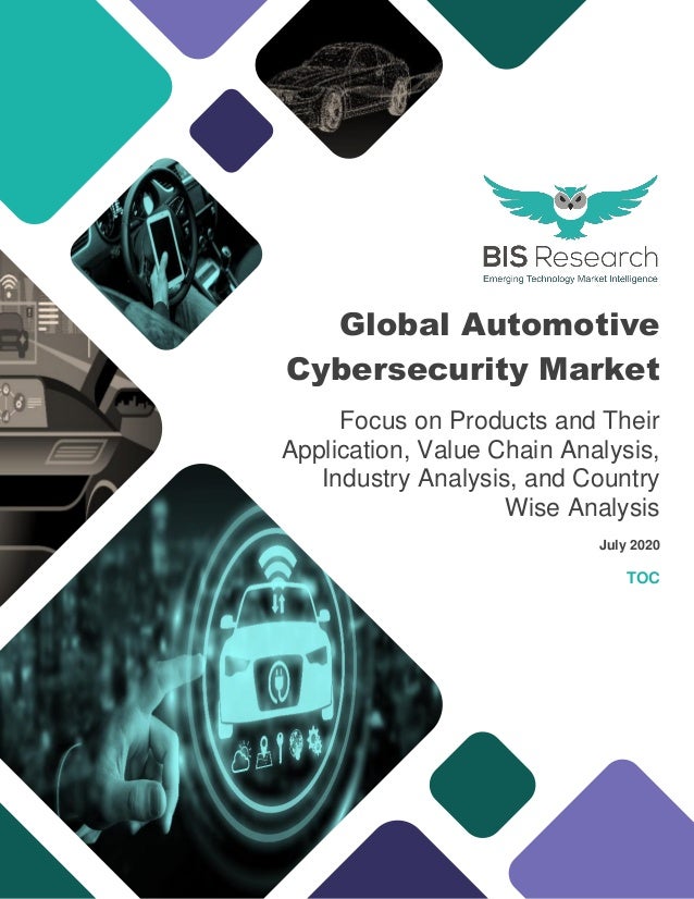 Global Automotive
Cybersecurity Market
Focus on Products and Their
Application, Value Chain Analysis,
Industry Analysis, and Country
Wise Analysis
July 2020
TOC
 