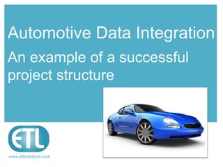 Automotive Data Integration
An example of a successful
project structure




www.etlsolutions.com
 