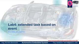 https://www.facebook.com/groups/embedded.system.KS/
Follow us
Press
here
#LEARN_IN DEPTH
#Be_professional_in
embedded_system
Lab4: extended task based on
event
#LEARN_IN_DEPTH
11
 