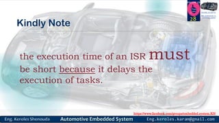 https://www.facebook.com/groups/embedded.system.KS/
Follow us
Press
here
#LEARN_IN DEPTH
#Be_professional_in
embedded_system
Kindly Note
28
the execution time of an ISR must
be short because it delays the
execution of tasks.
 
