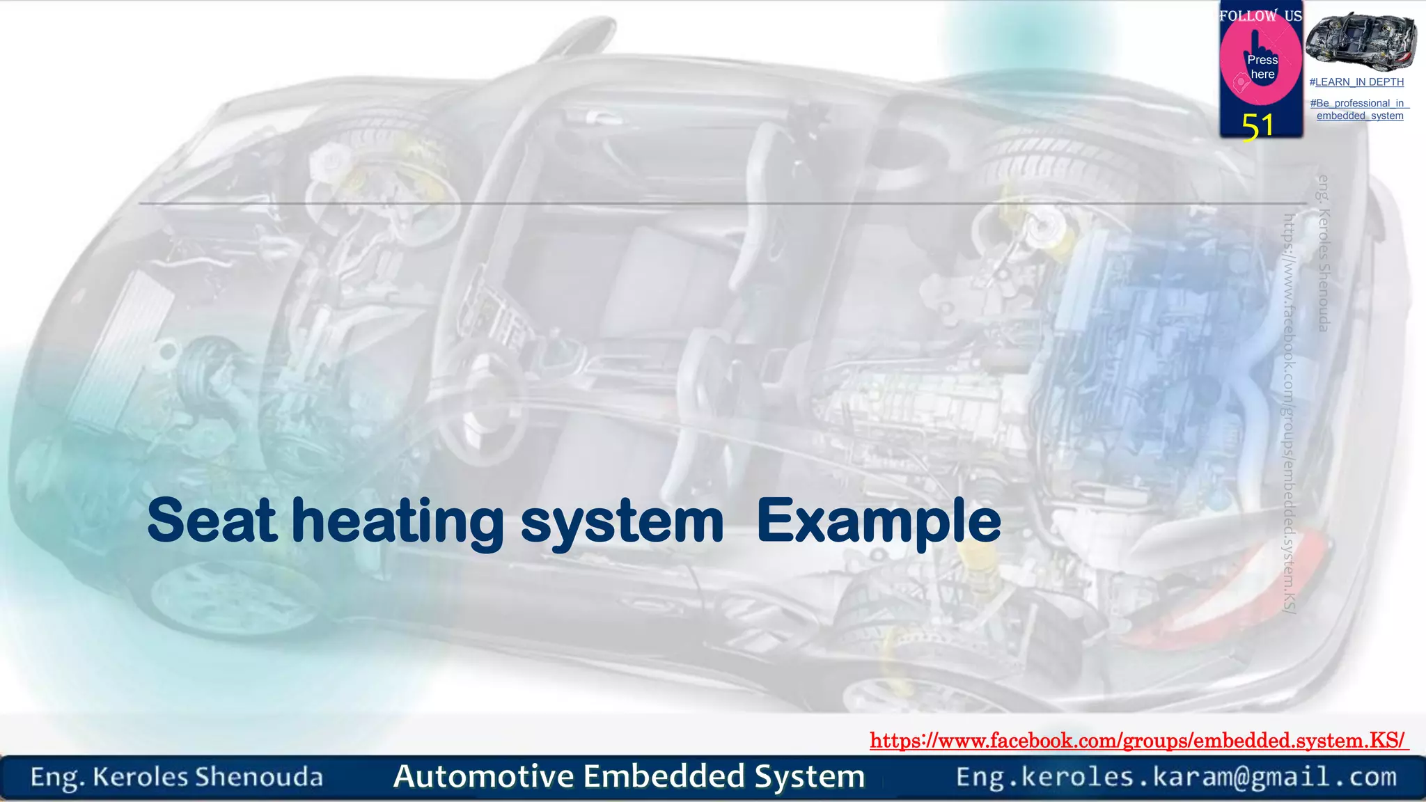 https://www.facebook.com/groups/embedded.system.KS/
Follow us
Press
here
#LEARN_IN DEPTH
#Be_professional_in
embedded_system
Seat heating system Example
51
 