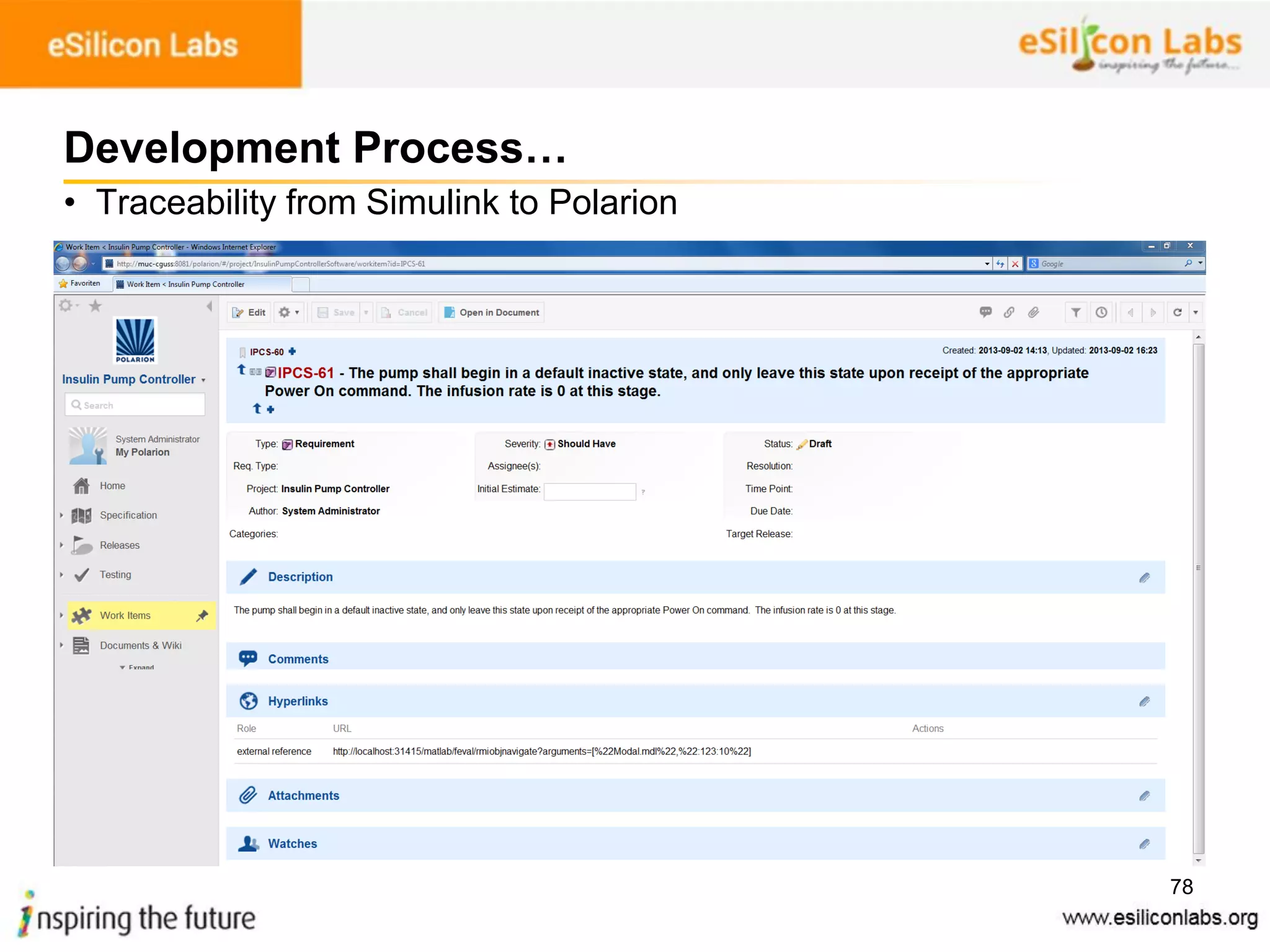 78
Development Process…
• Traceability from Simulink to Polarion
 