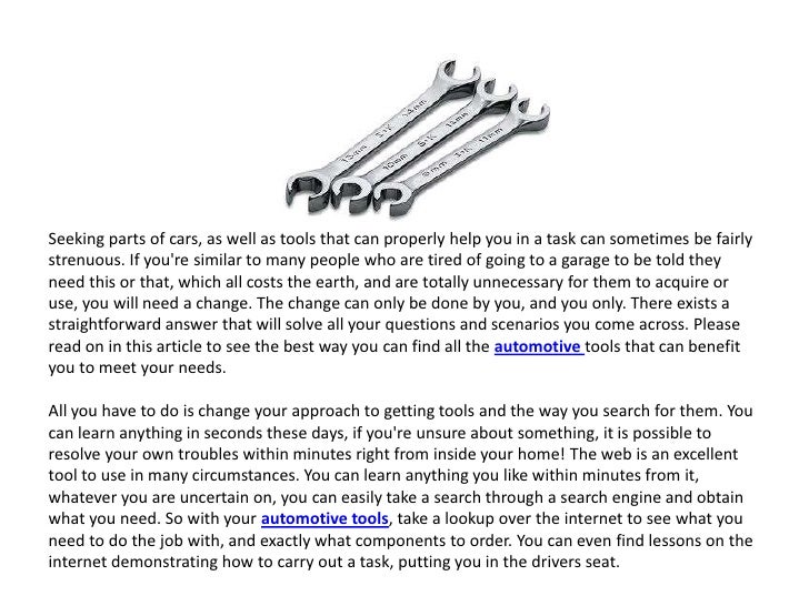Automotive equipment and tools, how to find the proper set for you