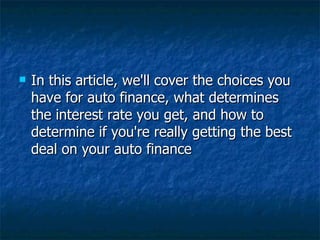 Automotive finance Slide 6