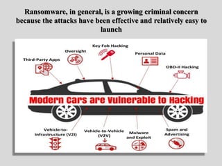 Ransomware, in general, is a growing criminal concern
because the attacks have been effective and relatively easy to
launch
 