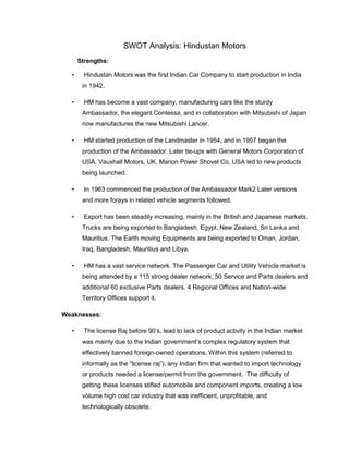 Swot Examples Manufacturing Pdf Automotive industry in india pdf | PDF
