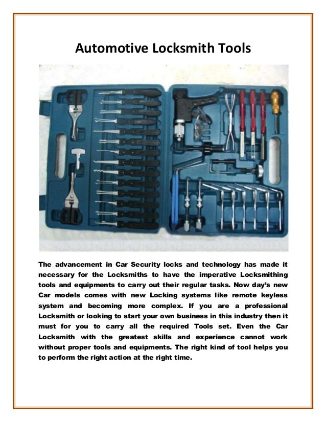 Automotive locksmith tools