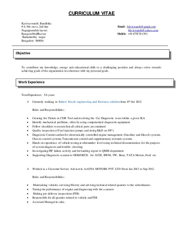 Automotive resume