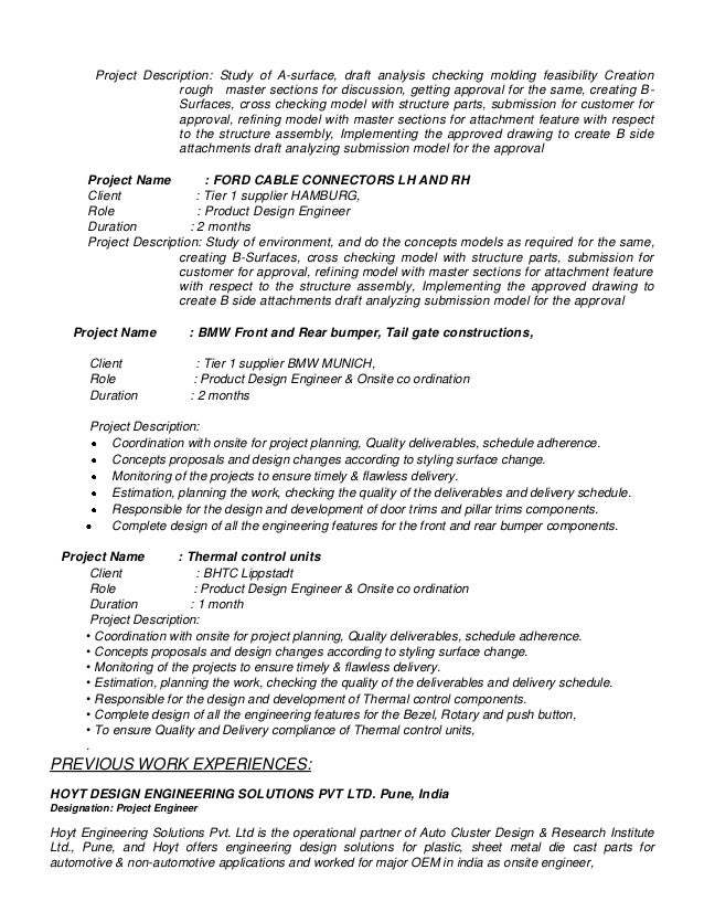 project planner resumes
