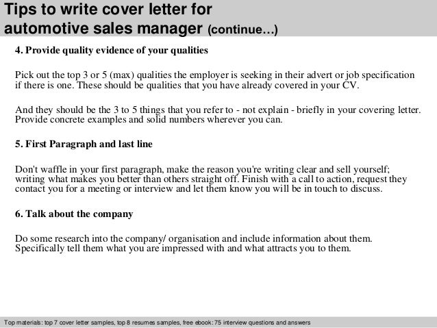 cover letter for automotive finance manager