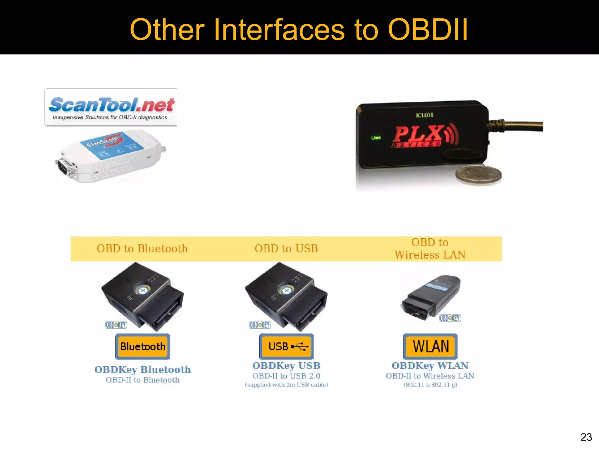 Other Interfaces to OBDII




                            23
 