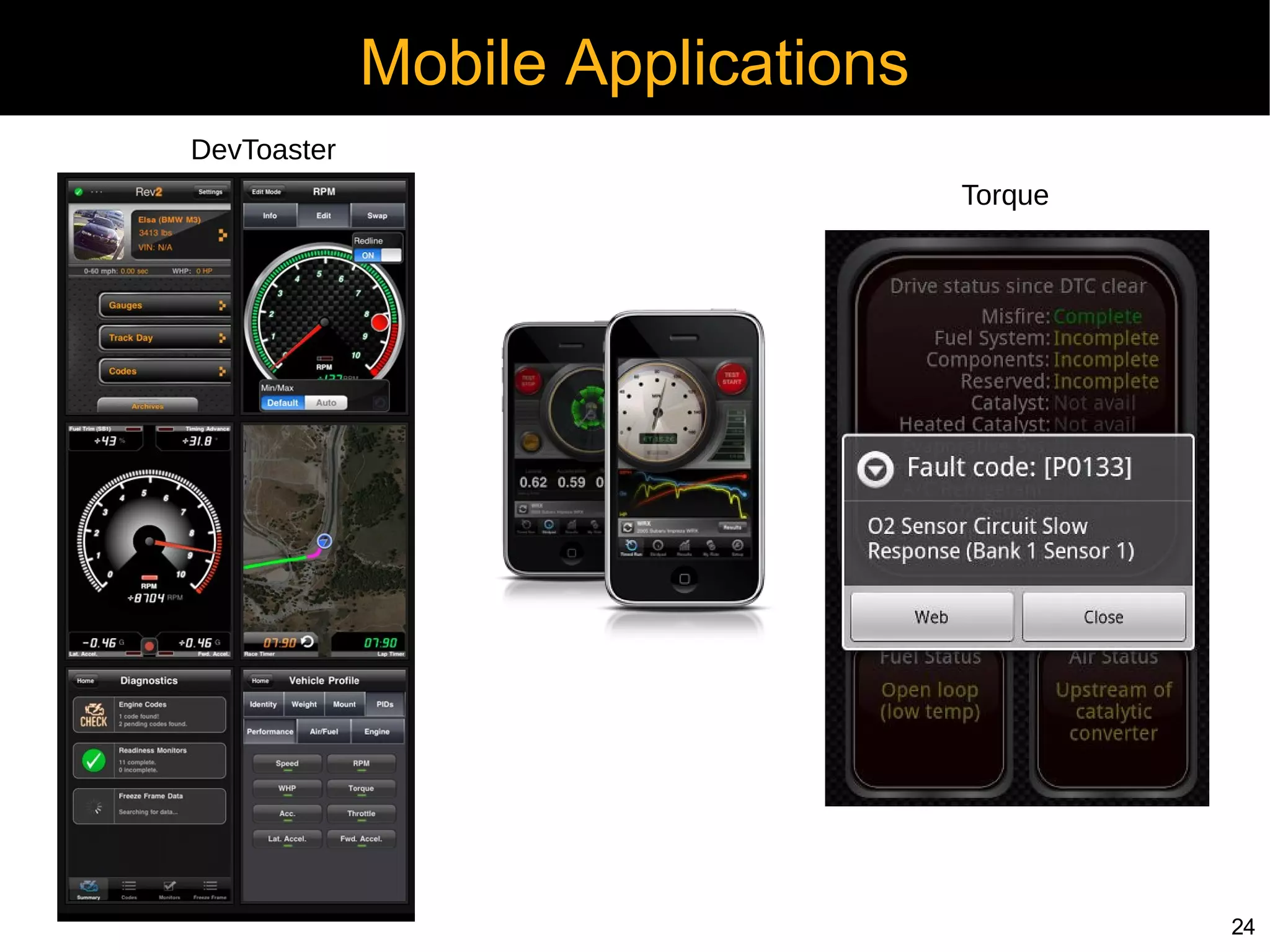 Mobile Applications
DevToaster
                                   Torque




                                            24
 