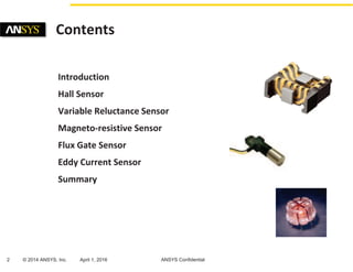 2 © 2014 ANSYS, Inc. April 1, 2016 ANSYS Confidential
Introduction
Hall Sensor
Variable Reluctance Sensor
Magneto-resistiv...