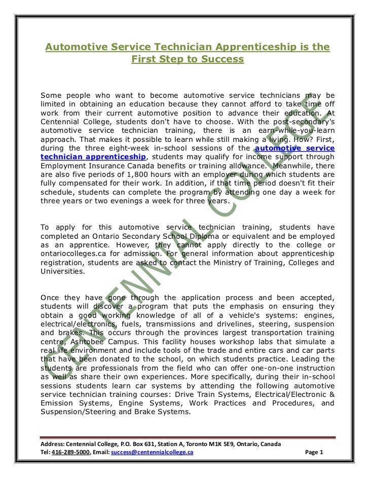 Automotive Service Technician Apprenticeship is the First Step to Success