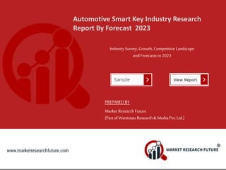 Automotive Smart Key Industry Research
Report By Forecast 2023
IndustrySurvey, Growth, Competitive Landscape
and Forecasts to 2023
PREPARED BY
MarketResearch Future
(Part of Wantstats Research & Media Pvt. Ltd.)
 