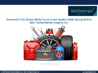 © 2016 Global Market Insights, Inc. USA. All Rights Reserved www.gminsights.com
Fuel Cell Market size worth $25.5bn by 2024
Automotive Tire Chains Market is set to see healthy CAGR during 2018 to
2024: Global Market Insights, Inc.
 