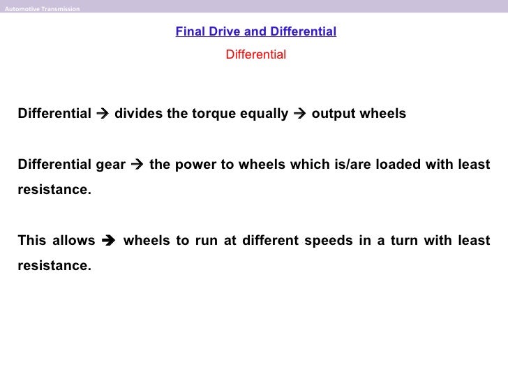 final drive and differential