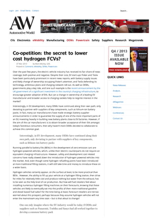 Automotive World Online - Co-opetition - the Secret to Lower Cost Hydrogen FCVs