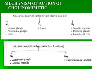 MECHANISM OF ACTION OF
CHOLINOMIMETIC
 