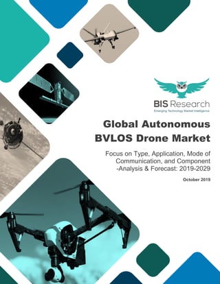Global Autonomous
BVLOS Drone Market
Focus on Type, Application, Mode of
Communication, and Component
-Analysis & Forecast: 2019-2029
October 2019
 