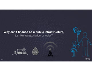 21
Why can’t ﬁnance be a public infrastructure,  
just like transportation or water?
 