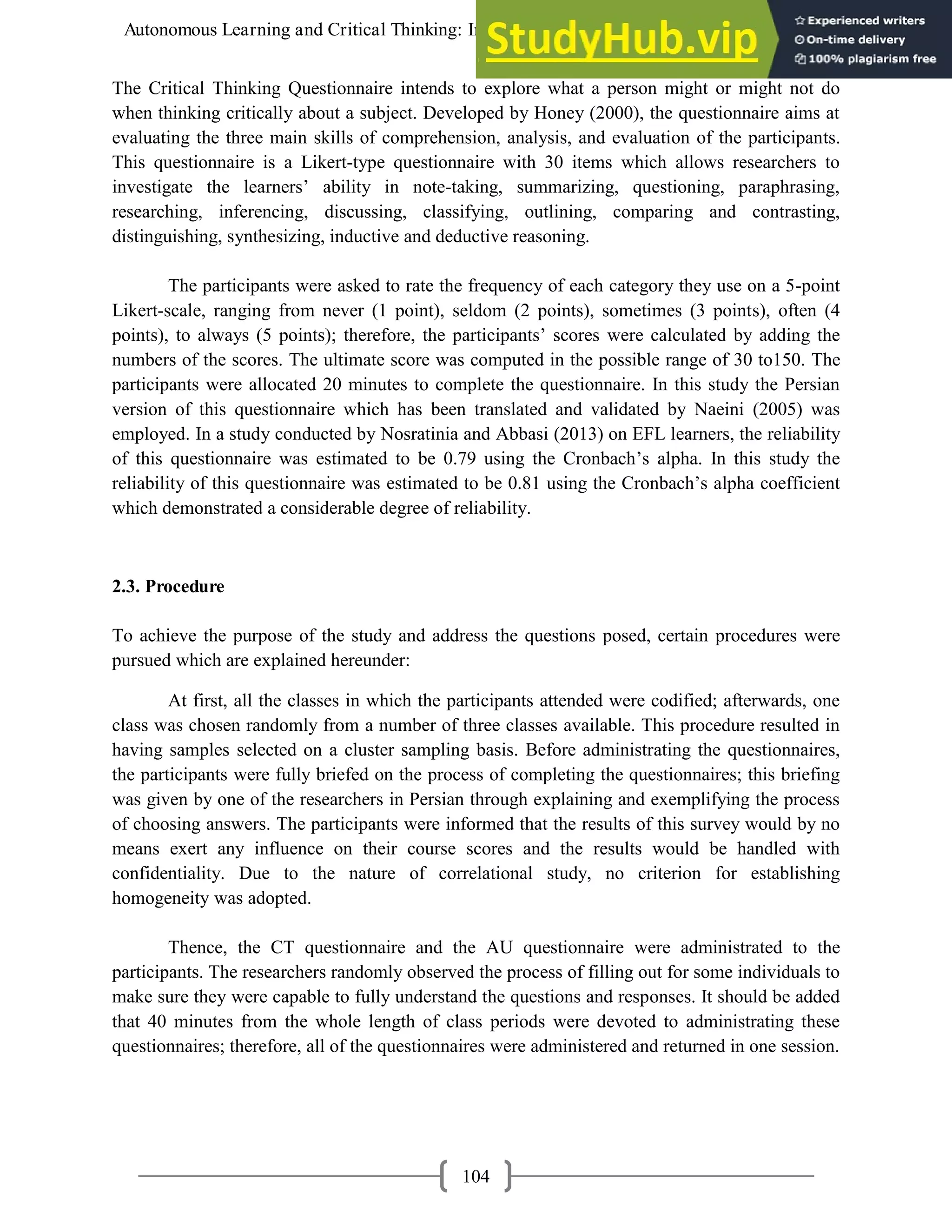 Autonomous Learning And Critical Thinking Inspecting The Association ...