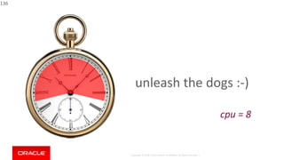 Copyright © 2018, Oracle and/or its affiliates. All rights reserved. |
136
unleash the dogs :-)
cpu = 8
 