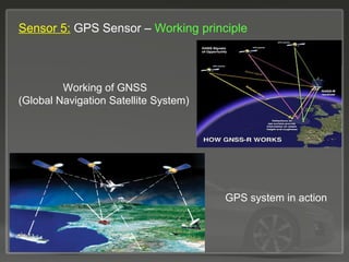 Sensor 5: GPS Sensor – Working principle
Working of GNSS
(Global Navigation Satellite System)
GPS system in action
 