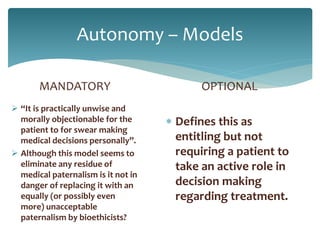 Autonomy in Bioethics