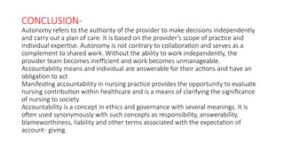 AUTONOMY AND ACCOUNTABILITY OF NURSING PRACTICE ( NURSING ...