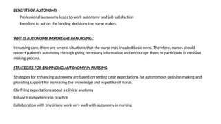 AUTONOMY AND ACCOUNTABILITY OF NURSING PRACTICE ( NURSING ...