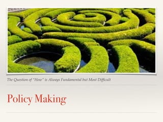 The Question of “How” is Always Fundamental but Most Difﬁcult
Policy Making
 