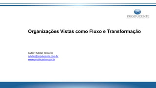 Organizações Vistas como Fluxo e Transformação
Autor: Rubilar Toniazzo
rubilar@producente.com.br
www.producente.com.br
 
