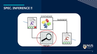 SPEC. INFERENCE !!
6
SYNTHESIZE
SUGGEST
INFER
 