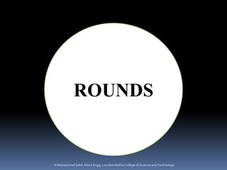 ROUNDS
N Mohammed Sahil ,Mech Engg, Lourdes Matha College of Science and Technology
 