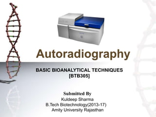 BASIC BIOANALYTICAL TECHNIQUES
[BTB305]
Submitted By
Kuldeep Sharma
B.Tech Biotechnology(2013-17)
Amity University Rajasthan
 