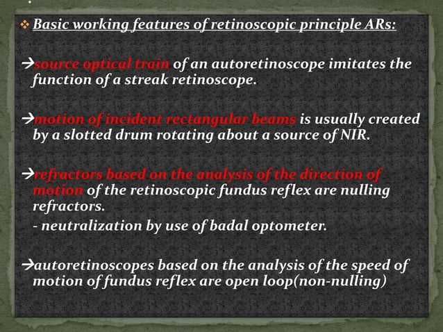 Autorefractometry: principle and procedure. | PPTX