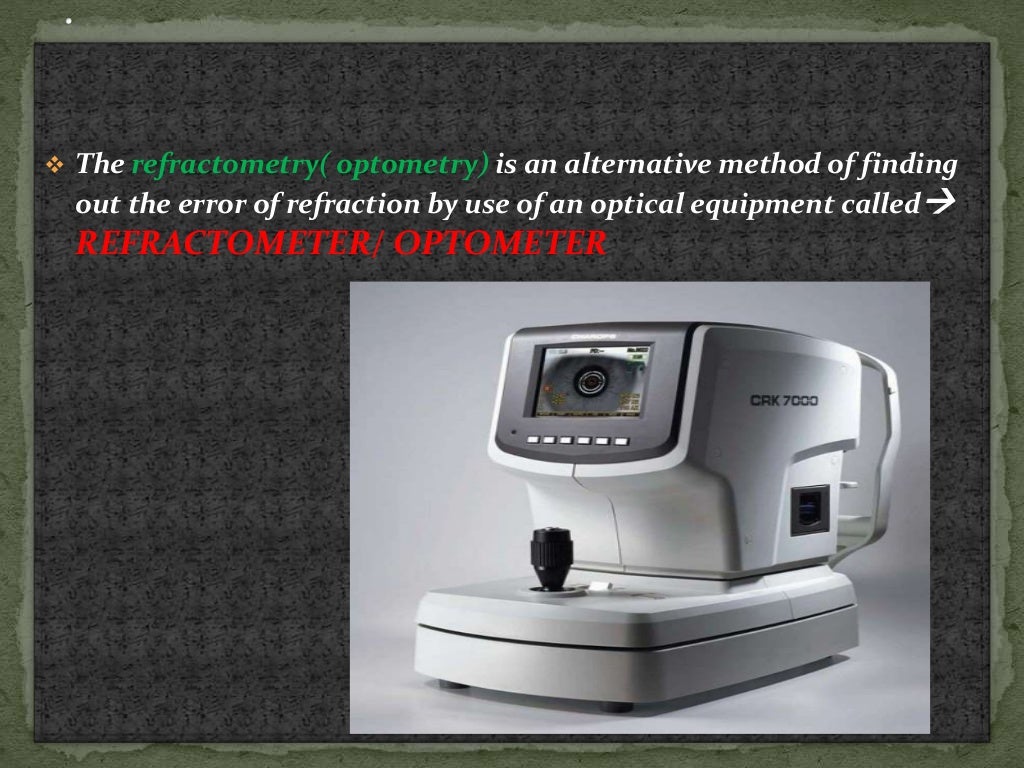 Autorefractometry principle and procedure.