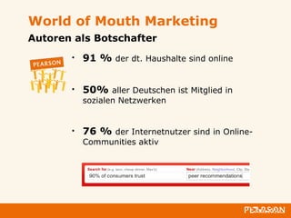 World of Mouth Marketing ,[object Object],[object Object],[object Object],Autoren als Botschafter 