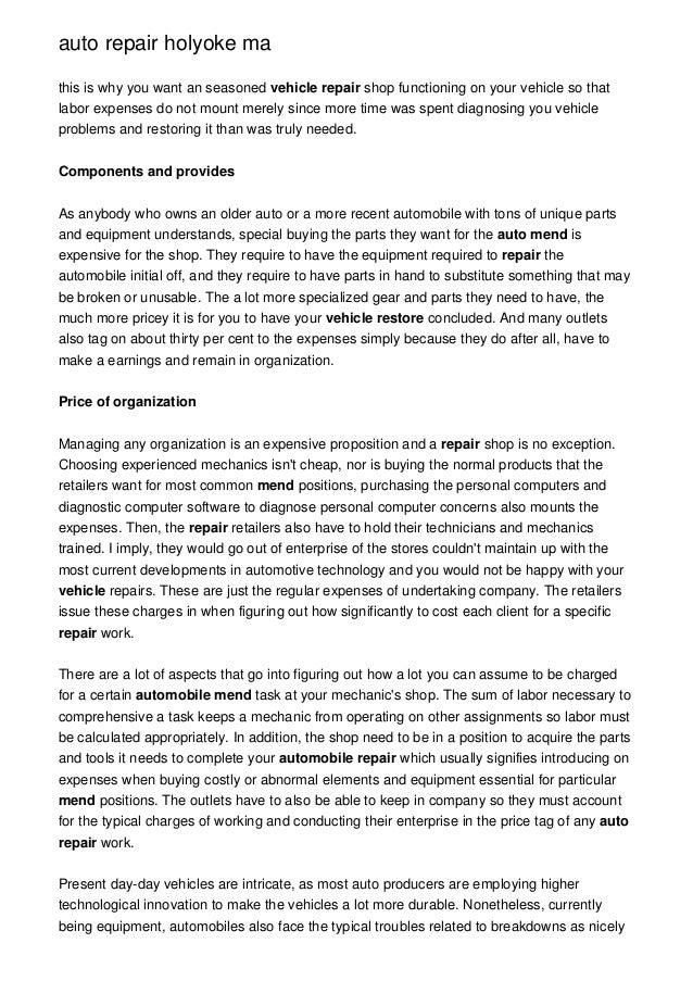 auto repair holyoke ma